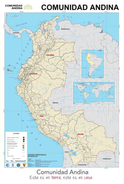 Mapa administrativo de la Comunidad Andina