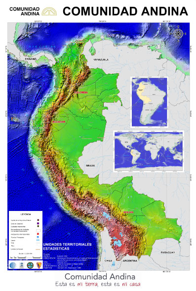 Mapa físicode la Comunidad Andina